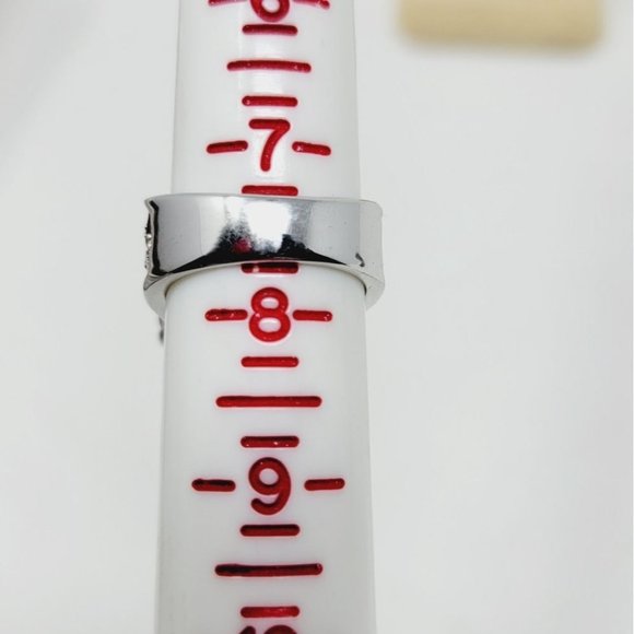 Rhodium Silver tone Purple Glass costume ring sz 8 - Picture 5 of 5